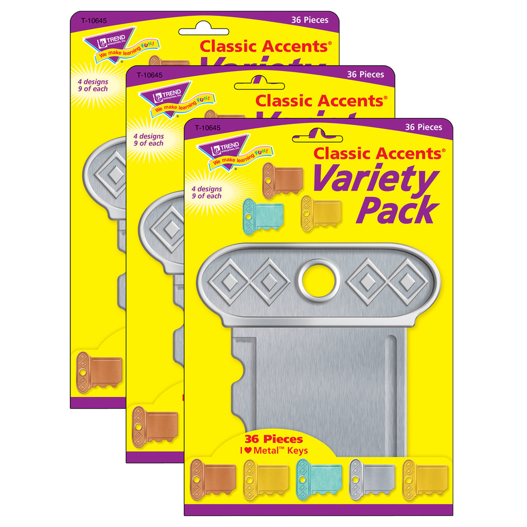 (3 Pk) Keys Classic Accents Var Pack I Heart Metal