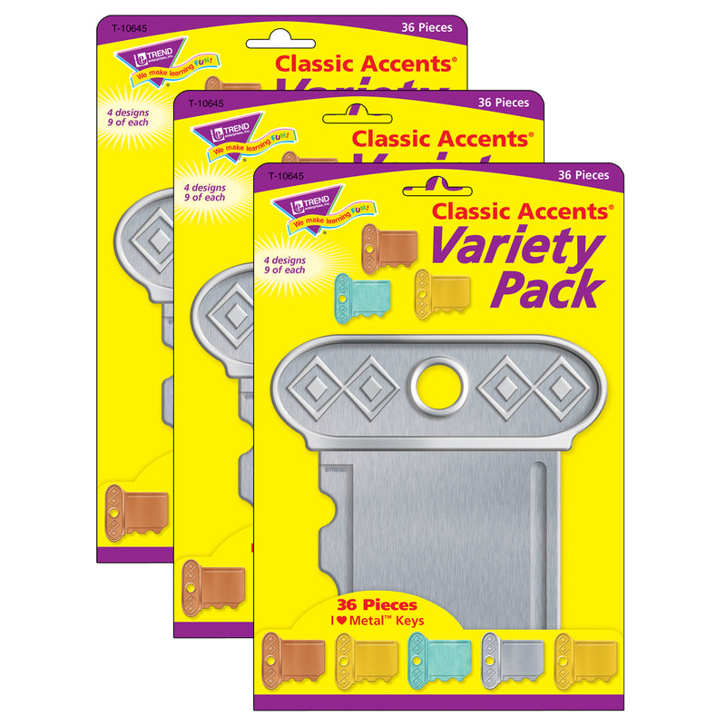 (3 Pk) Keys Classic Accents Var Pack I Heart Metal