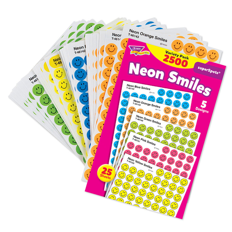 Superspots Stickers Neon 2500-pk Smiles