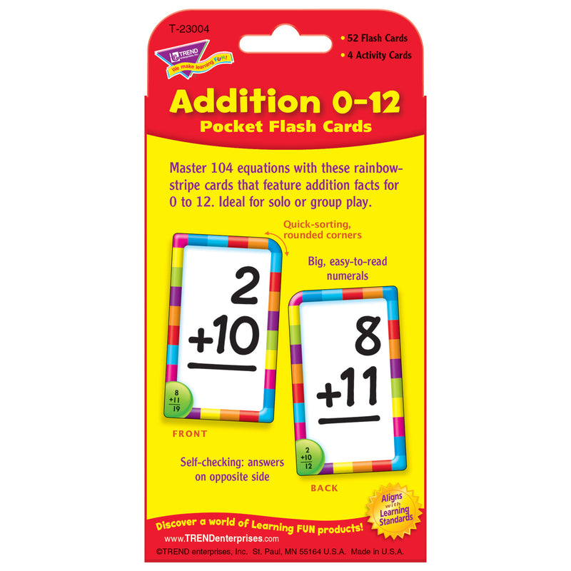 Pocket Flash Cards Addition 56-pk 3 X 5 Two-sided Cards