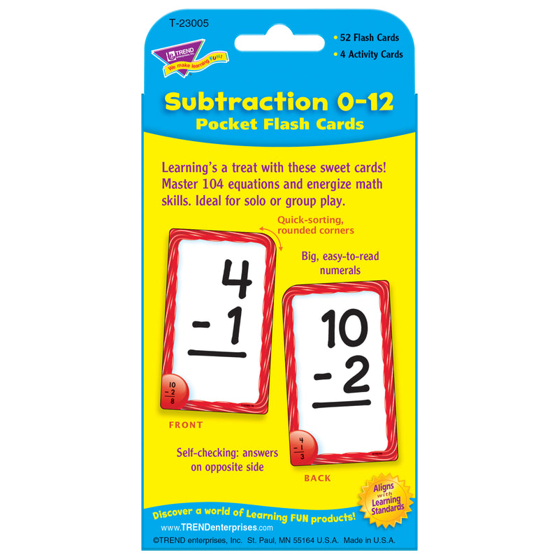 Pocket Flash Cards 56-pk 3 X 5 Subtraction Two-sided Cards