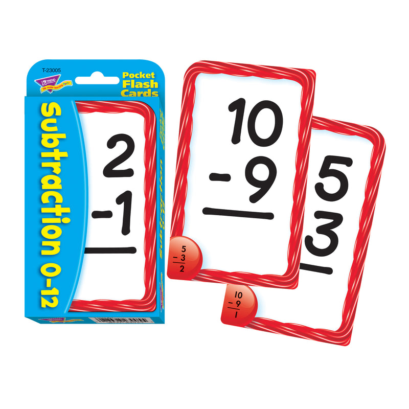 Pocket Flash Cards 56-pk 3 X 5 Subtraction Two-sided Cards