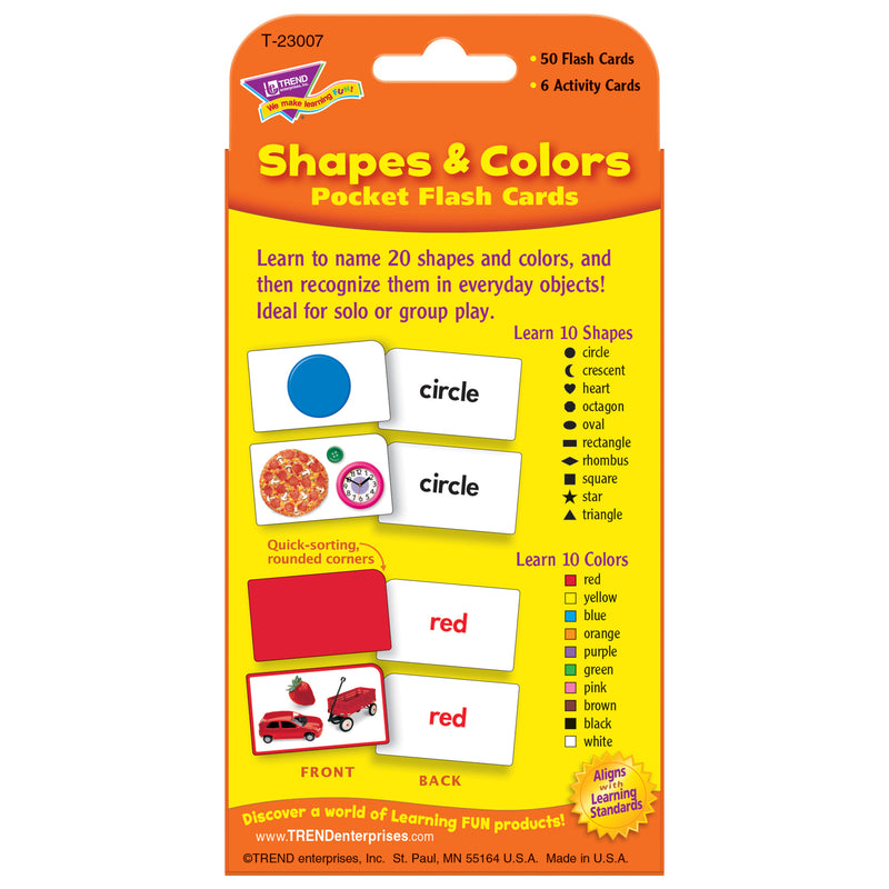 Pocket Flash Cards Colors 56-pk & Shapes 3 X 5 Two-sided Cards