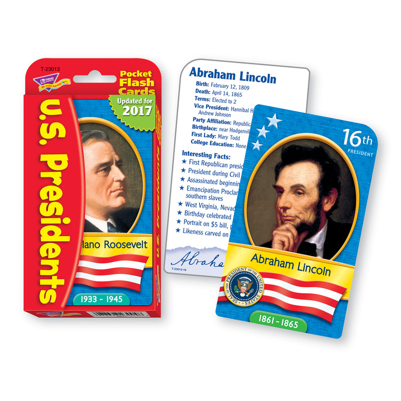 Pocket Flash Cards Presidents 56-pk 3 X 5 Two-sided Cards