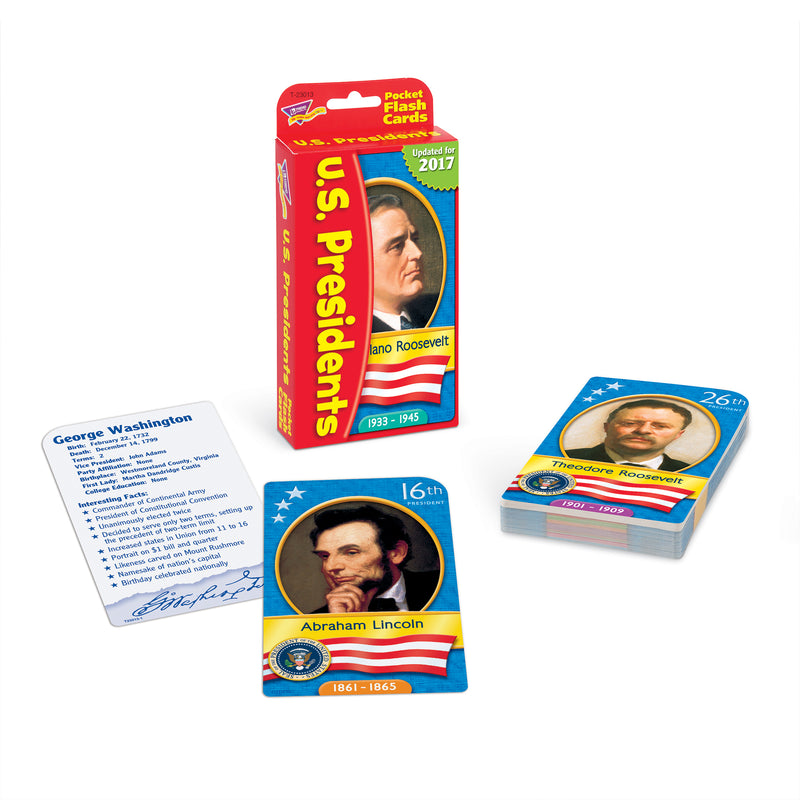 Pocket Flash Cards Presidents 56-pk 3 X 5 Two-sided Cards