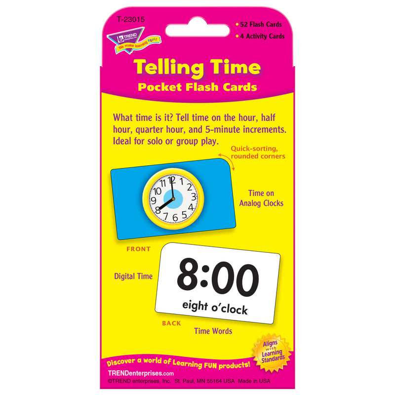 Pocket Flash Cards Telling Time 56-pk 3 X 5 Two-sided Cards
