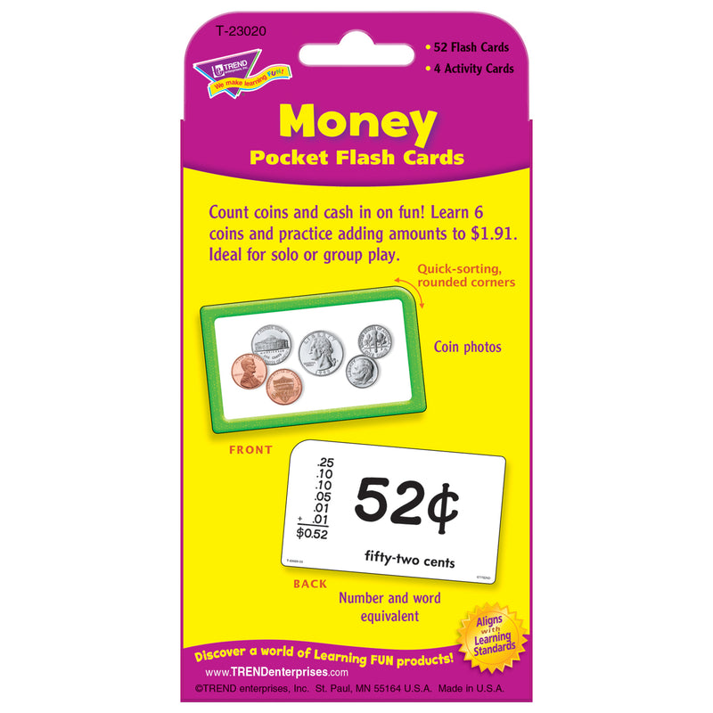 Pocket Flash Cards Money 56-pk 3 X 5 Two-sided Cards