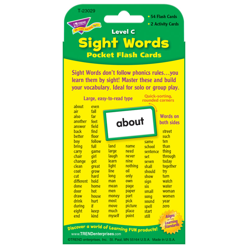 Pocket Flash Cards Sight Words C