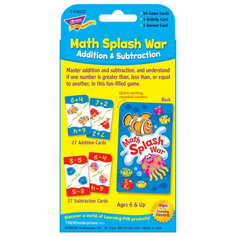 Math Splash War Addition & Subtraction Challenge Cards