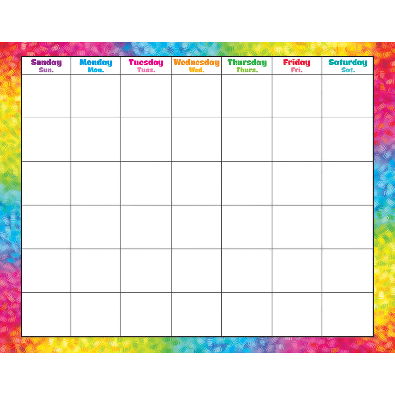 (6 Ea) Colorful Brush Strokes Monthly Wipeoff Calendar