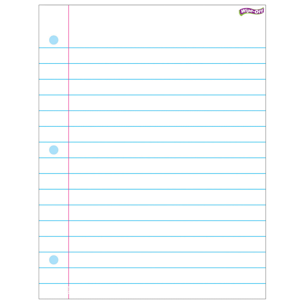Notebook Paper Wipe Off Chart 17x22