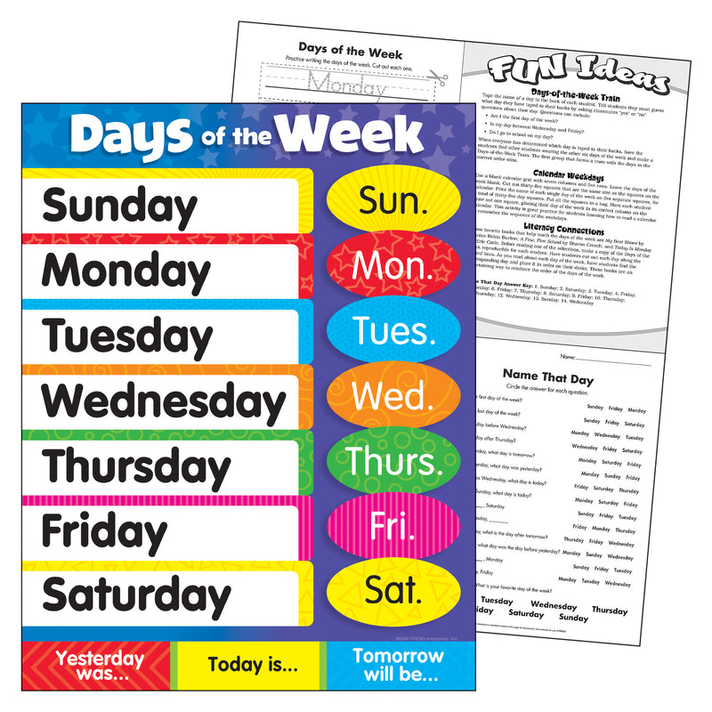 Learning Charts Days Of The Week Stars