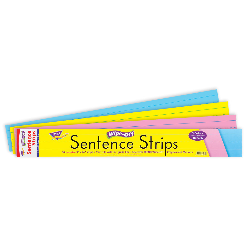 Wipe-off Sentence Strips Multicolor 24 Inch Pk