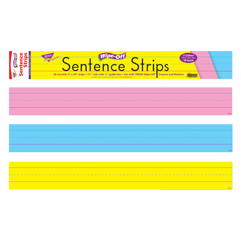 Wipe-off Sentence Strips Multicolor 24 Inch Pk