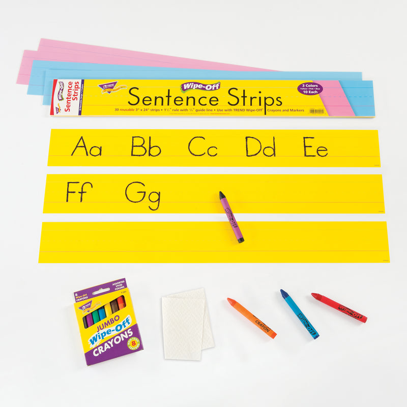 Wipe-off Sentence Strips Multicolor 24 Inch Pk