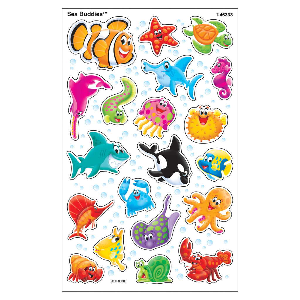 (6 Pk) Sea Buddies Supershapes Stickers Large