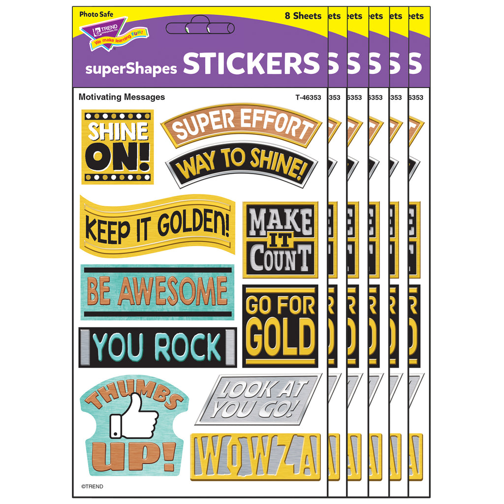 (6 Pk) Motivating Messgs Sprshps Stickers Large I Love Metal