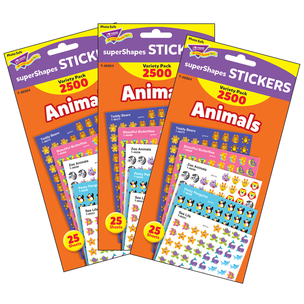 (3 Pk) Supershapes Variety Animals 2500 Per Pk