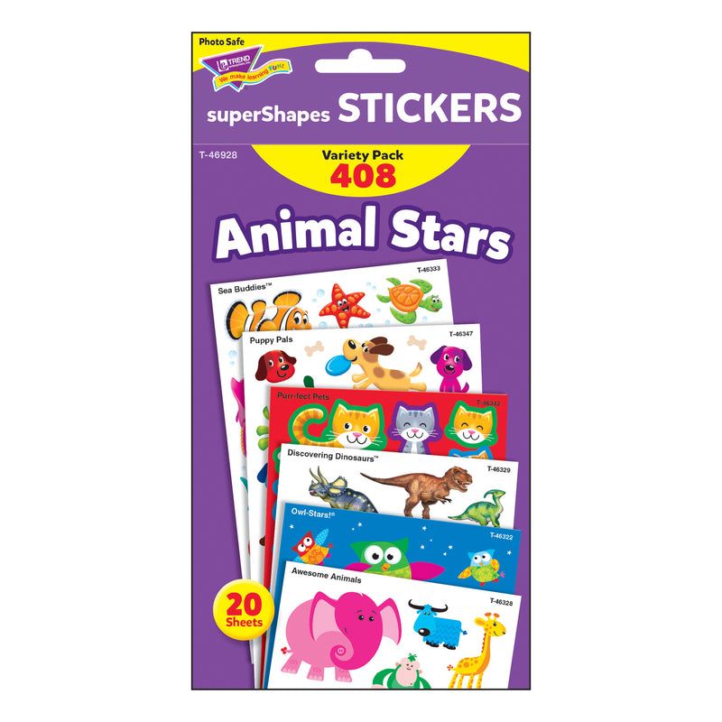 Animal Star Lg Variety Pk Stickers Supershapes