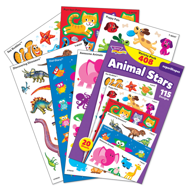 Animal Star Lg Variety Pk Stickers Supershapes