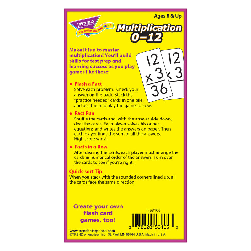 Flash Cards Multiplication 91-box Numbers 0-12