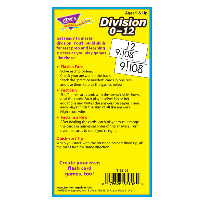 Flash Cards Division 0-12 91-box