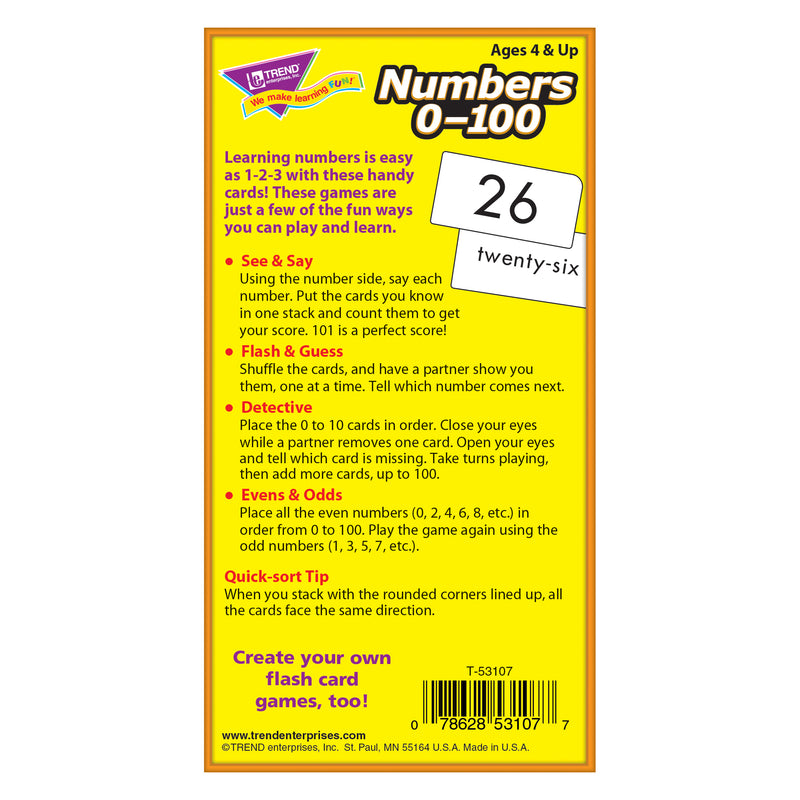Flash Cards Numbers 0-100 101-box