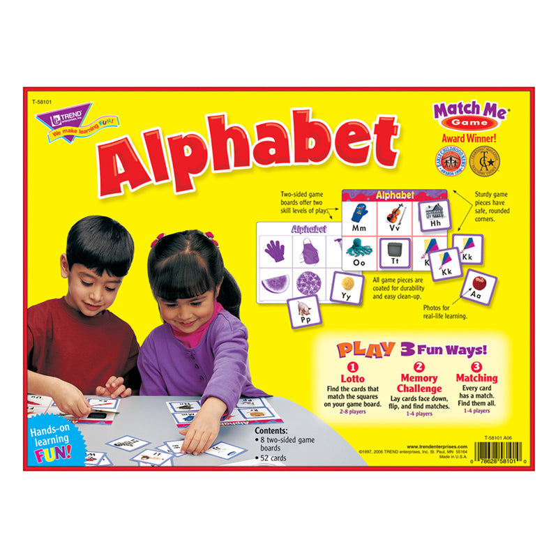 Match Me Game Alphabet Ages 3 & Up 1-8 Players