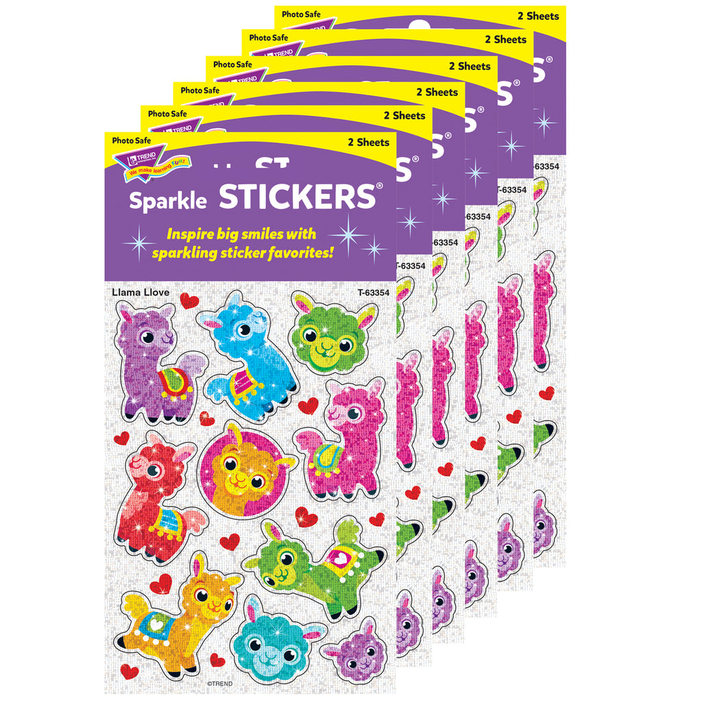 (6 Pk) Llama Llove Sparkle Stickrs 20 Ct