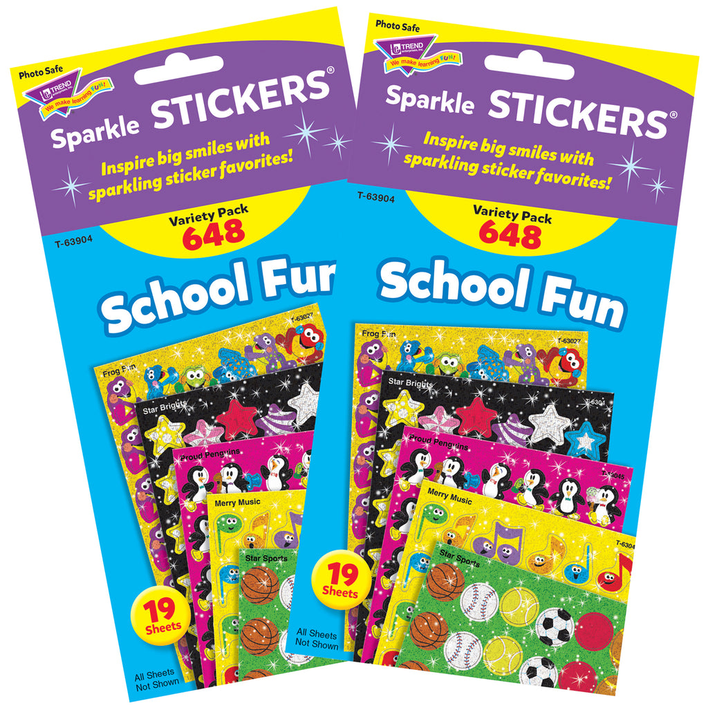 (2 Pk) Sparkle Stickers School Fun