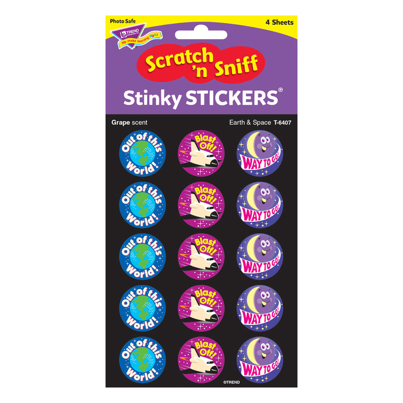 Stinky Stickers Earth & Space 60-pk Acid-free Grape
