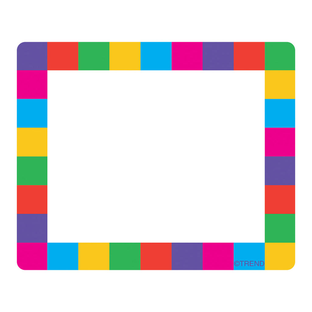 (6 Pk) Name Tags Rainbow Plaid 36 Per Pk