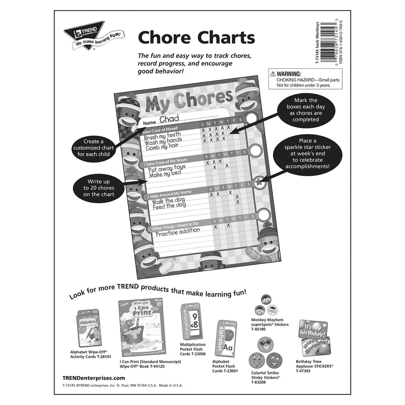 Sock Monkey Chore Chart