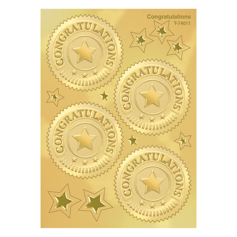 (6 Pk) Congratulations Gold Award Seals 32 Per Pk