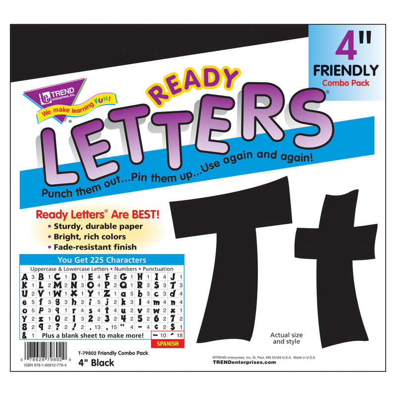 Black 4in Combo Pack Uppercase Lowercase