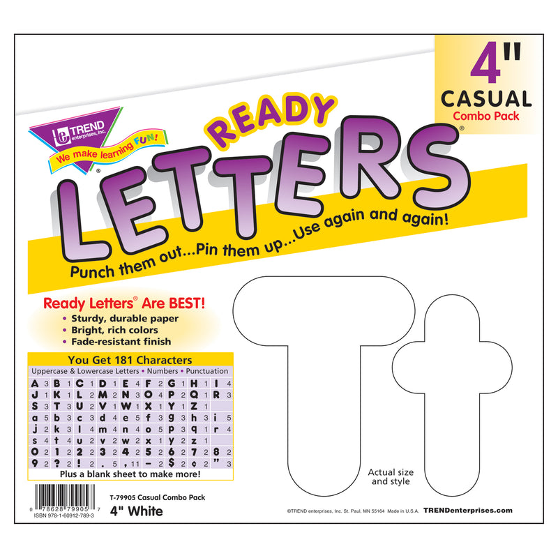 White 4in Casual Uppercase Lowercase Combo Pack