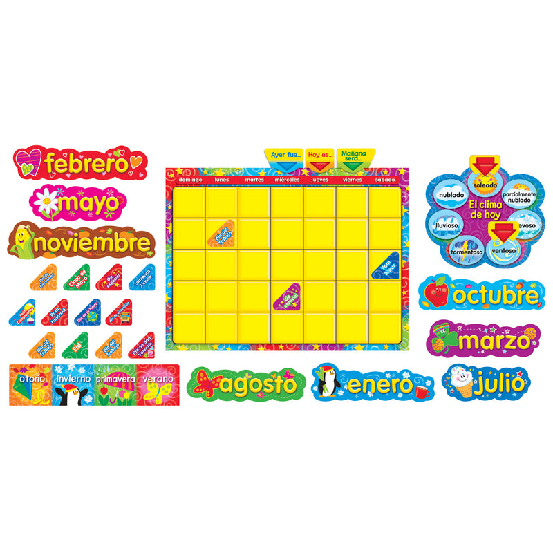 Wipe Off Stars N Swirls Calendar Cling Spanish  Bb Set