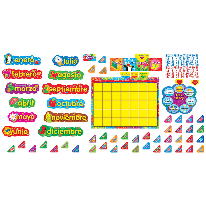 Wipe Off Stars N Swirls Calendar Cling Spanish  Bb Set