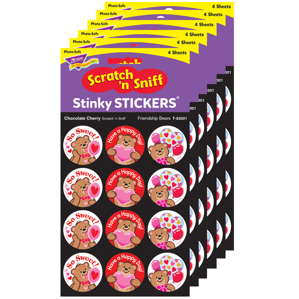 (6 Pk) Friendship Bears-choc Chrry Stinky Stickers