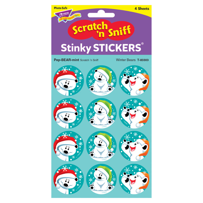 Winter Bears-pepbearmint Stinky Stickers