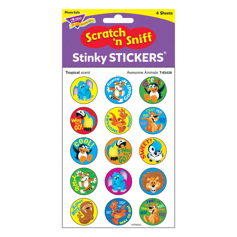 Awesome Animal Stinky Sticker Large Round