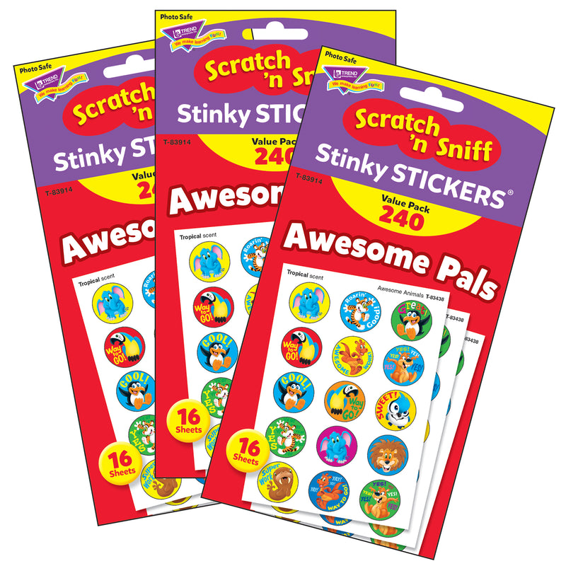 (3 Pk) Stnky Stickr Variety Pk Awesome Pal Scratch N Sniff