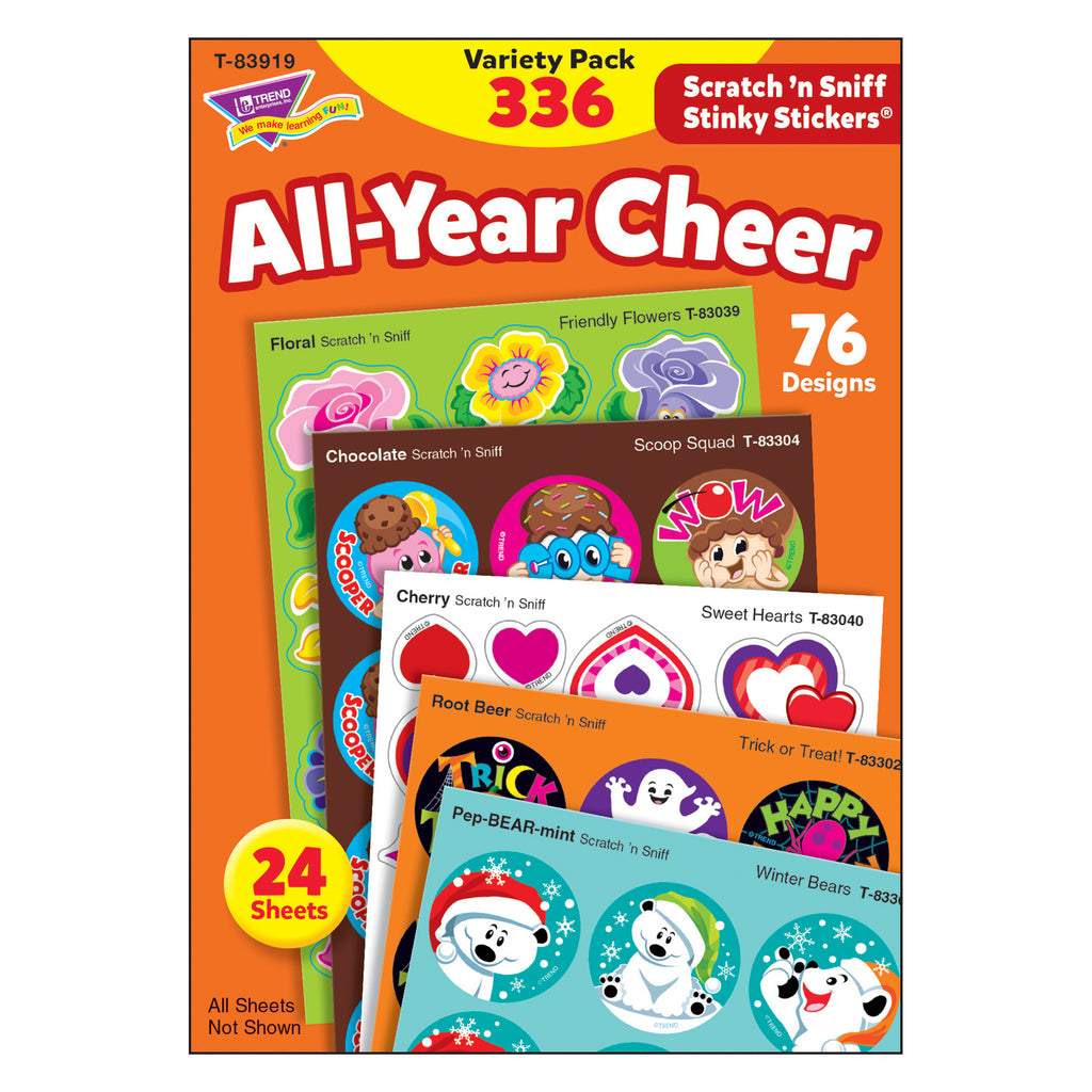 (2 Pk) All-year Cheer Stinky Stickers Scratch Sniff Variety Pk