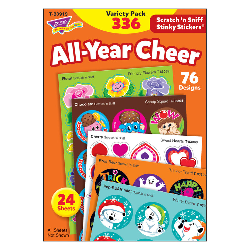 (2 Pk) All-year Cheer Stinky Stickers Scratch Sniff Variety Pk