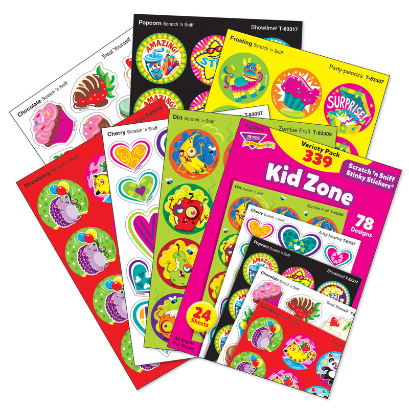 Kid Zone Stinky Stickers Scratch N Sniff Variety Pk