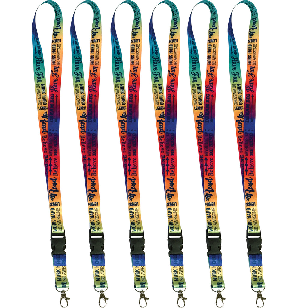 (6 Pk) Positive Saying Watercolor Lanyard