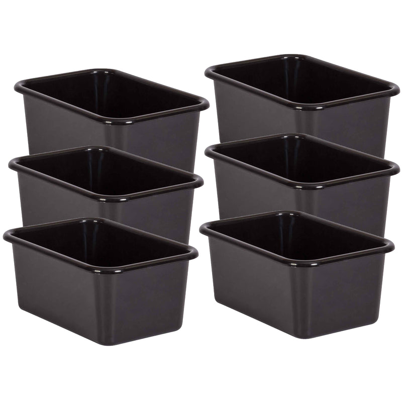 (6 Ea) Black Small Plastic Storage Bin