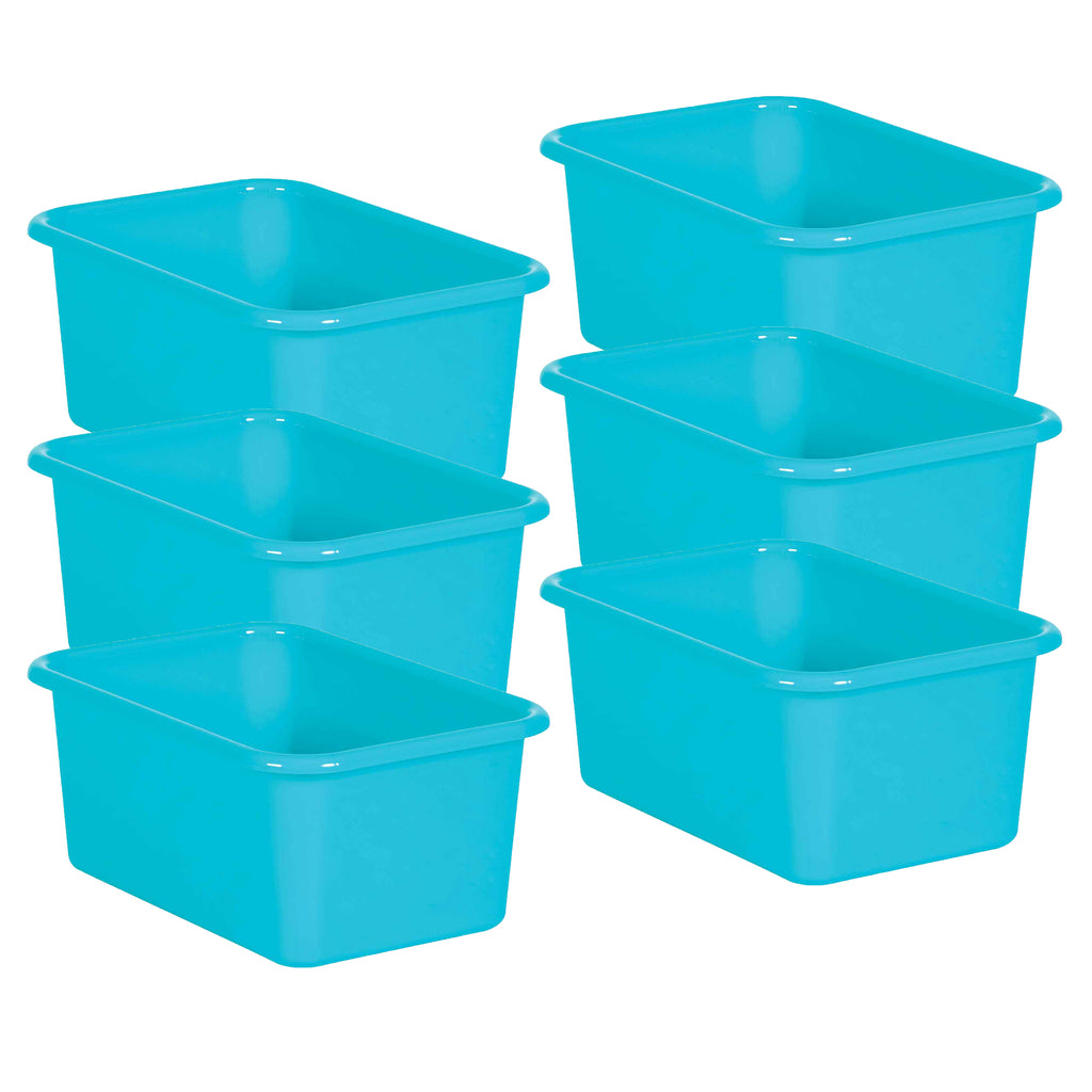 (6 Ea) Teal Small Plastic Storage Bin