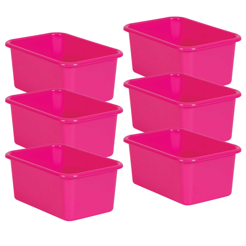 (6 Ea) Pink Small Plastic Storage Bin