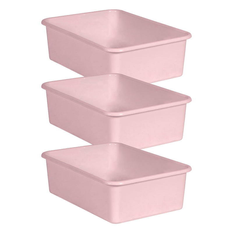 (3 Ea) Blush Large Plastic Storage Bin